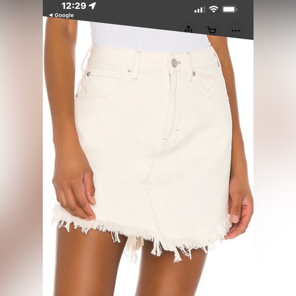 Free People We The Free Bailey Raw Hem Denim Frayed Mini Skirt - coconut- 24 - Picture 5 of 8